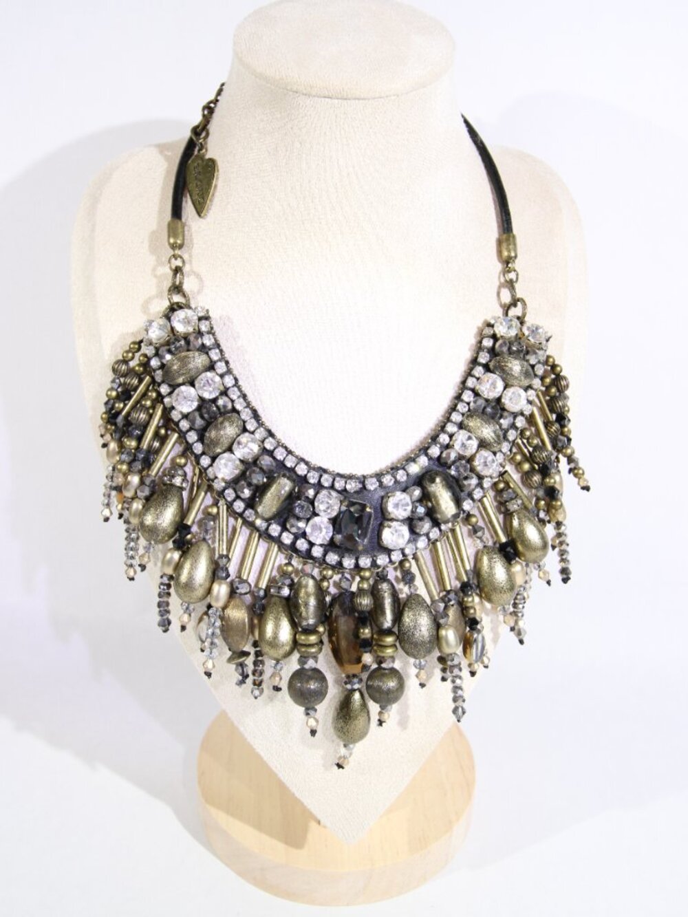 Chico's Statement Necklace Crystal Beads Dangle Bib